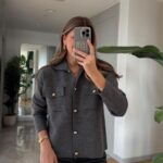 Gold Buttoned Flip Pocket Cardigan - Anthracite