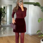 Bunny Straight Cut Velvet Skirt - Claret Red