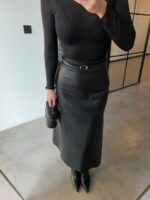 Midi leather skirt — Black - Image 2