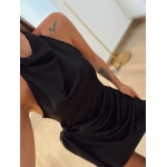 Backless Tied Satin Mini Dress—Black - Image 5