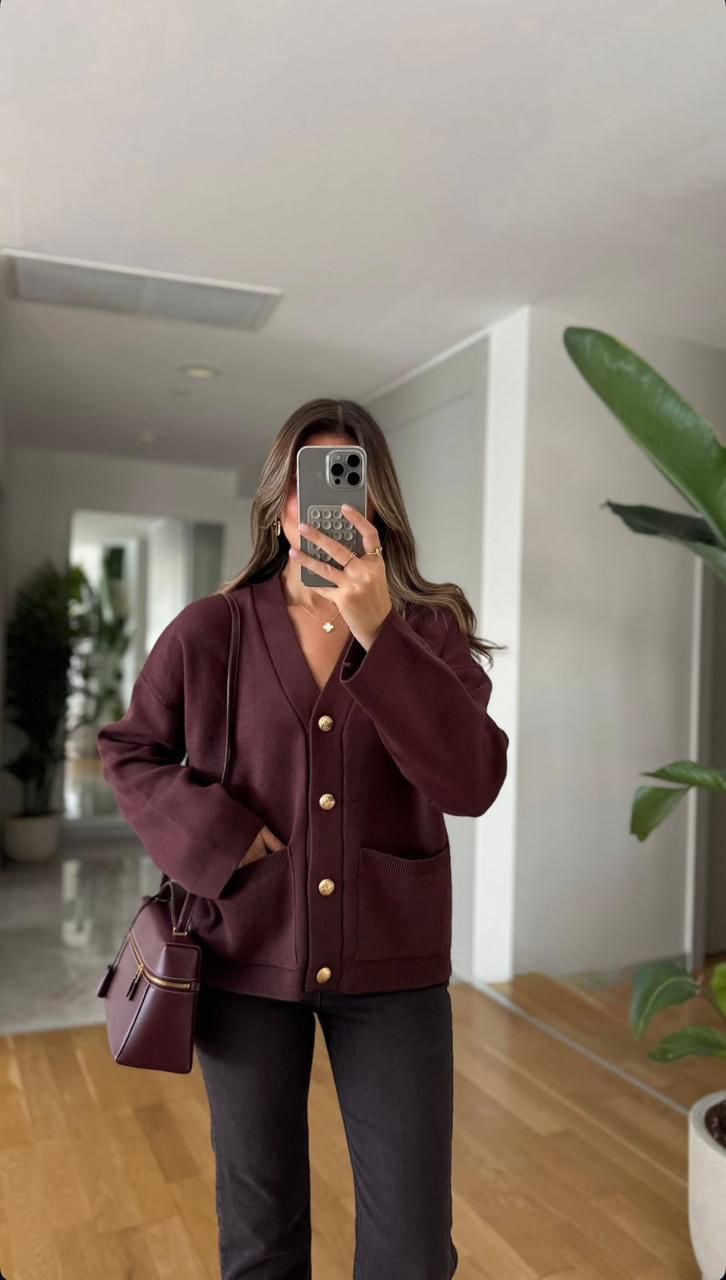 0c57454d-05df-48d0-b710-9481637b2cf7 Diana pocket Buttoned Cardigan— Cherry One size - Image 1