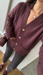 Diana pocket Buttoned Cardigan— Cherry One size - Image 2