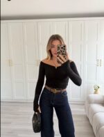 Black shoulders open gathered