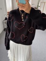 Red stones heart sweater - Image 2