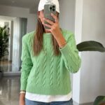 The braided charm — Green White t-shirt