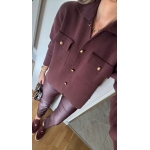 Gold Buttoned Flip Pocket Cardigan - Cherry - Image 2