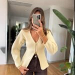 Mng Gold Zippered Knitwear Cardigan