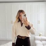 Light Beige -brown neck jeans