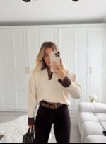 Light Beige -brown neck jeans