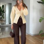 Brook Cut Leg Palazzo Jeans - Brown Tinted