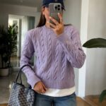 The braided charm —Purple lilac White t-shirt