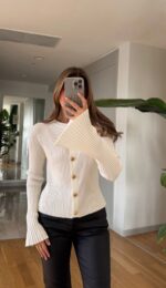 Spanish Sleeve Knitwear Cardigan - White