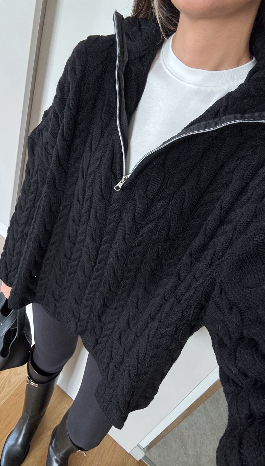 79d60301-4f90-4f36-a4f2-a818eda52dee Zippered braided premium sweater —Black - Image 1