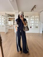 Parachute Fabric Detailed Waisted — Navy Blue - Image 3