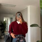 The pure V sweater —Claret Red