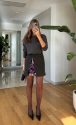 Sequin Detailed Mini Skirt - Anthracite