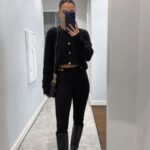 Gold Buttoned black Tights