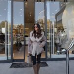 Beige Buff Collar Fur Belted Coat