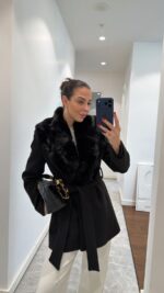 Fur Collar Stamped Coat - Image 3