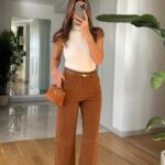 Tosy High Waist Suede Pants - Camel