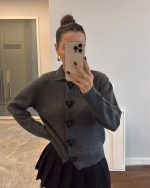 Grey Ruby Bow Cardigan