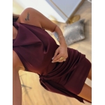 Backless Tied Satin Mini Dress—Burgundy - Image 2