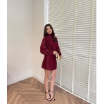 Foulard Satin Dress—Burgundy - Image 2