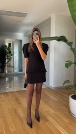 Watermelon Sleeve Pocket Dress – Black