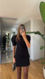 Watermelon Sleeve Pocket Dress – Black - Image 2