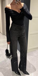 Black Vintage Premium Stone Jean