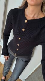 Spanish Sleeve Knitwear Cardigan - Black - Image 2