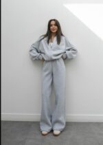 Light Grey Brendon Zippered Jacket Tracksuit Set