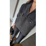 Gold Buttoned Flip Pocket Cardigan - Anthracite - Image 2
