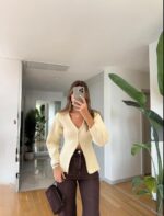 Mng Gold Zippered Knitwear Cardigan - Image 3