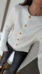 Spanish Sleeve Knitwear Cardigan - White - Image 2