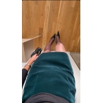 Bunny Straight Cut Velvet Skirt - Emerald Green - Image 2