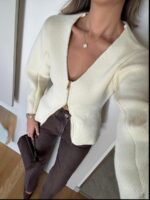 Mng Gold Zippered Knitwear Cardigan - Image 2