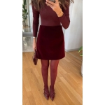Bunny Straight Cut Velvet Skirt - Claret Red - Image 2