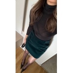 Bunny Straight Cut Velvet Skirt - Emerald Green - Image 3