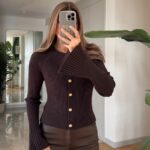 Spanish Sleeve Knitwear Cardigan - Brown