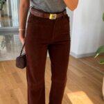 Tossy Hight waist suede pants brown