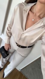 Regina Satin Shirt - Beige