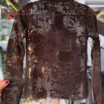 Leaf Pattern Transparent Blouse— Brown