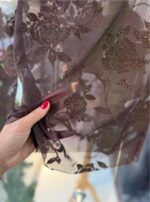 Leaf Pattern Transparent Blouse— Brown - Image 2