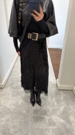 VELVET LACE DETAILED SKIRT - Image 3