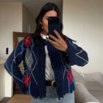 Nordic Patchwork Knit Cardigan