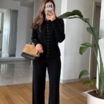 Eyelet Detail Knitwear Set - Black