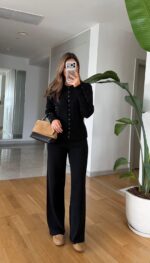 Eyelet Detail Knitwear Set - Black