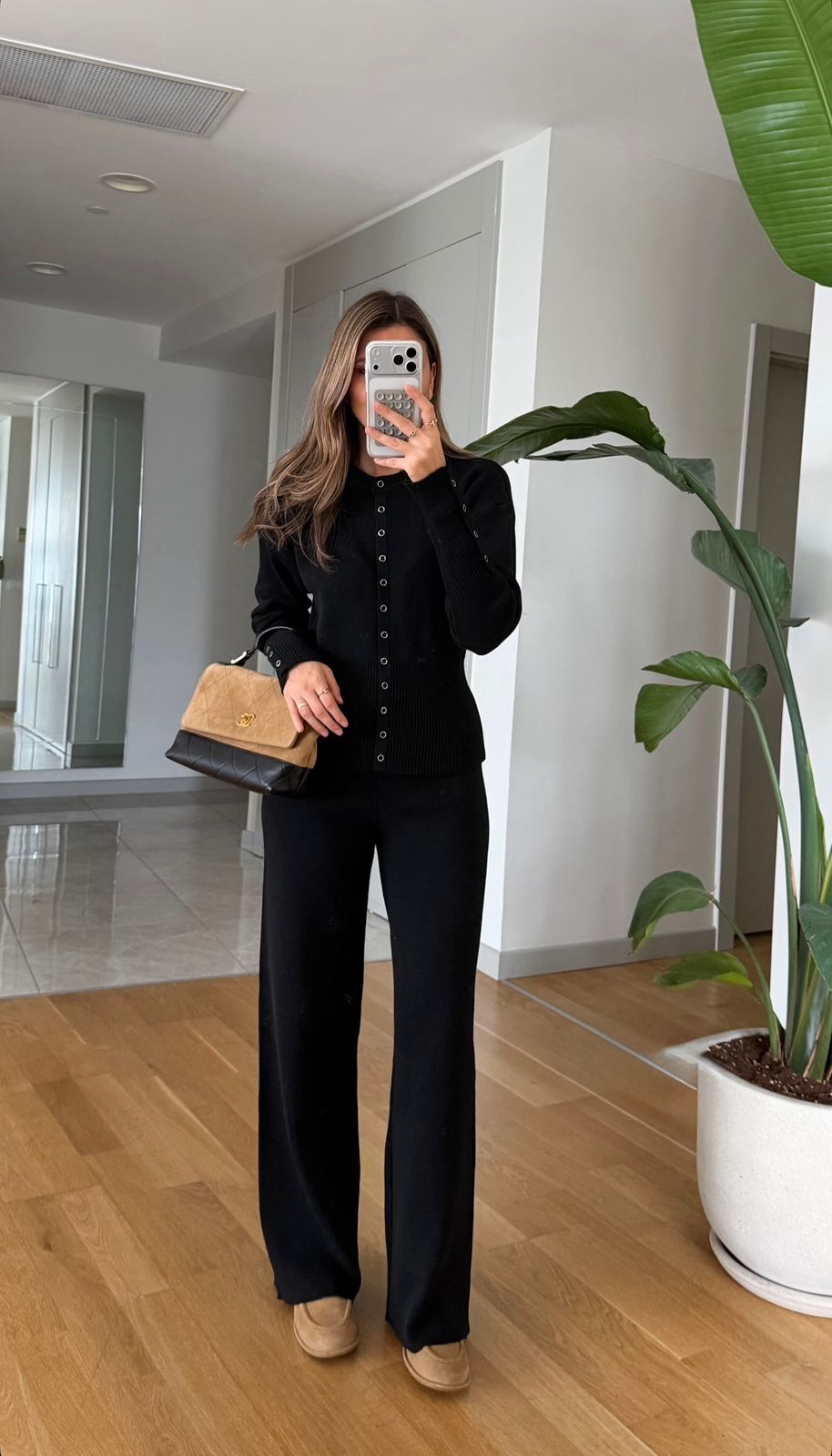 71a44db3-6808-4ddc-b804-d316099f574d Eyelet Detail Knitwear Set - Black - Image 1