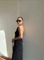 Shimmerical Back Neckline Asymmetrical Blouse - Image 3